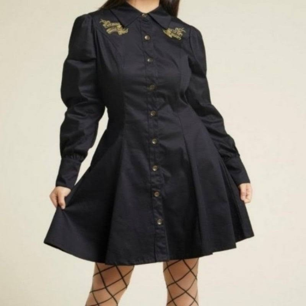 Harry potter marauder’s map long sleeve collared dress